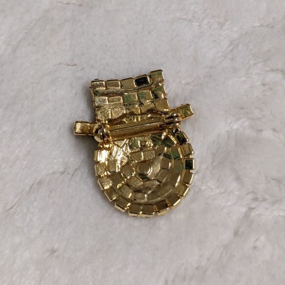 Vintage Christmas Holiday Snowman Rhinestone Brooche - Picture 5 of 6
